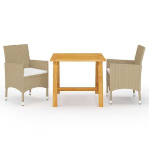 vidaXL Set Mobili da Pranzo per Giardino 3 pz Beige