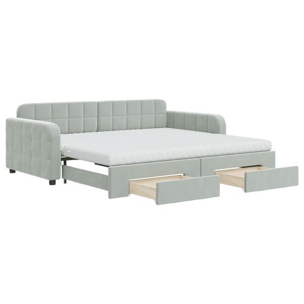 vidaXL Divano Letto Estraibile Cassetti Grigio Chiaro 90x190cm Velluto