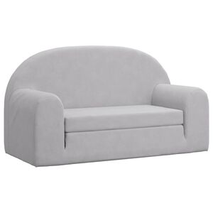 vidaXL Divano Letto Bambini a 2 Posti Grigio Chiaro in Morbido Peluche