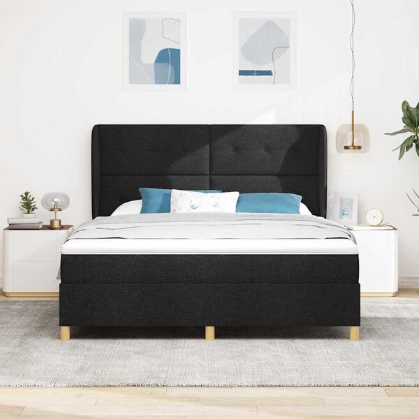 vidaXL Letto a molle con materasso Nero 200 x 180 cm Tessuto