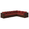 vidaXL Set Divani da Giardino 6 pz con Cuscini in Polyrattan Marrone
