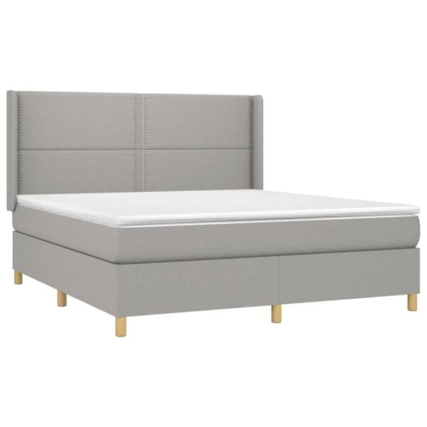 vidaXL Letto a Molle Materasso e LED Grigio Chiaro 180x200 cm Tessuto