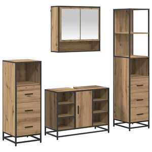 vidaXL Set di mobili per il bagno 4 pz Rovere artigianale