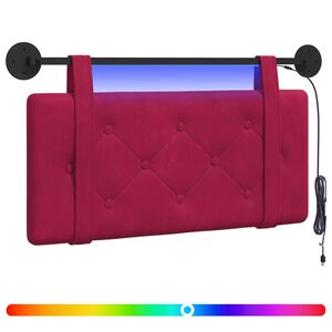 vidaXL Testiera sospesa Con luce LED Rosso Vino Velluto