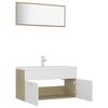 vidaXL Set Mobili da Bagno Bianco e Rovere Sonoma in Truciolato