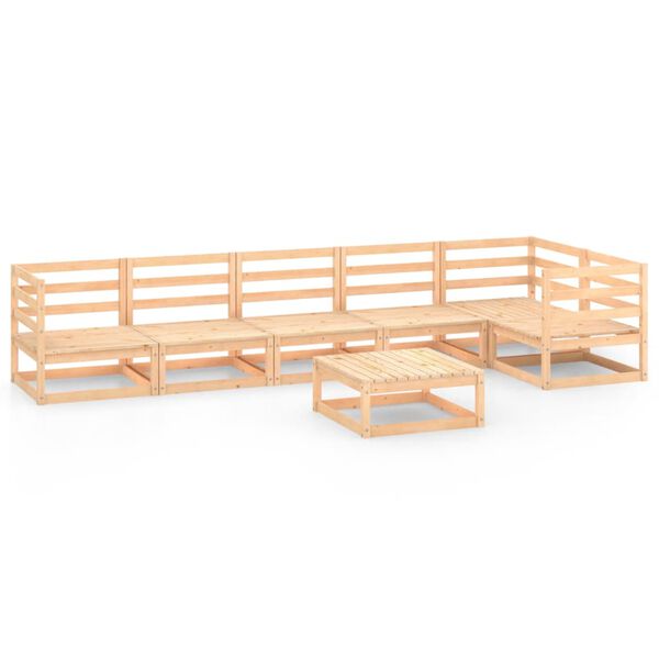 vidaXL Set Divani da Giardino 7 pz in Legno Massello di Pino