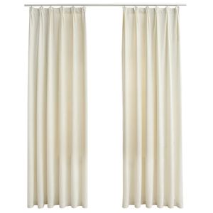 vidaXL Tende Oscuranti con Ganci 2 pz Crema in Velluto 140x225 cm