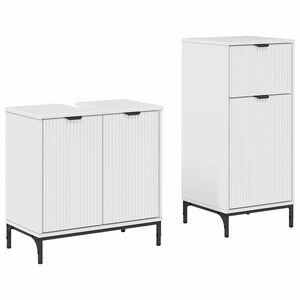 vidaXL Set di mobili per il bagno 2 pz Bianco Lucido 39,5 x 36 x 88 cm