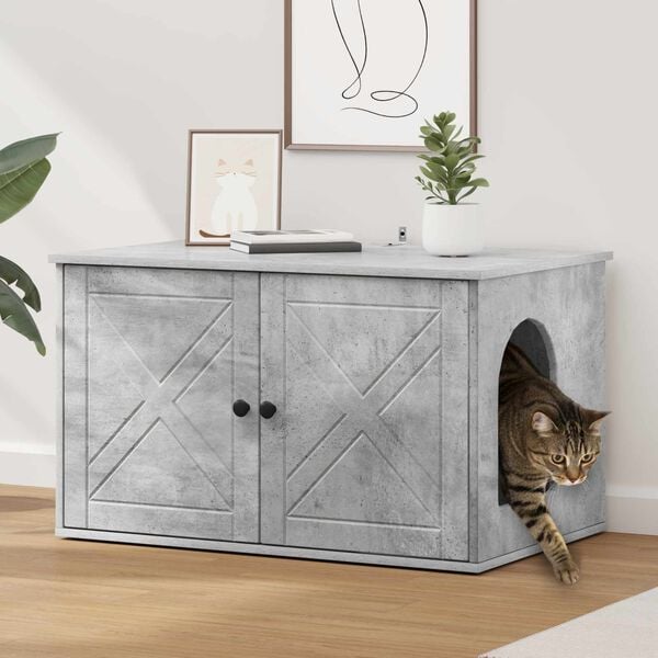 vidaXL Casa per Gatti Calcestruzzo 85 x 55 x 50 cm Legno multistrato