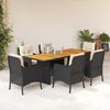 vidaXL Set da Pranzo da Giardino 7 pz Nero con Cuscini in Polyrattan