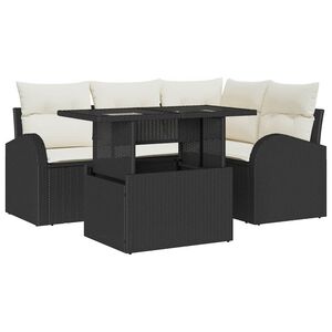 vidaXL Set Divano da Giardino con cuscino 5 pcs Nero Poly Rattan