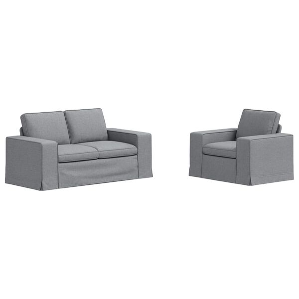vidaXL Set di divani 2 pcs Grigio chiaro 182 x 80 x 82 cm Tessuto