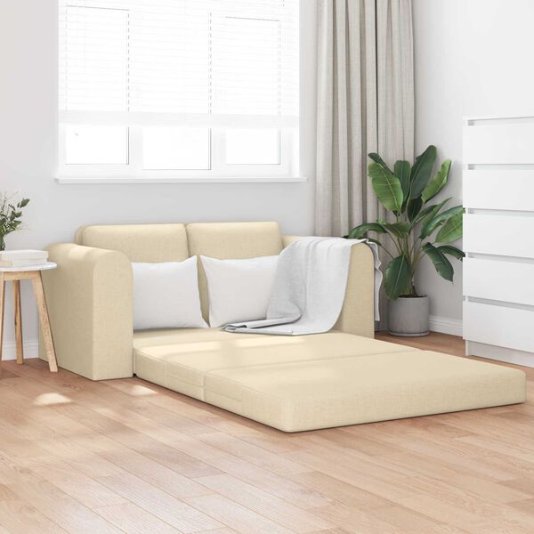 vidaXL Divano letto 60cm Crema Tessuto