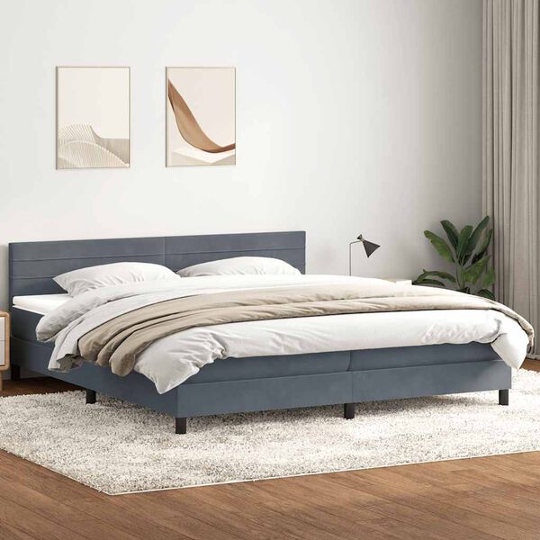 vidaXL Letto a Molle con Materasso e LED Grigio Scuro 180x220 cm Velluto