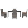 vidaXL Set da Pranzo per Giardino con cuscino 5 pcs Grigio polyrattan