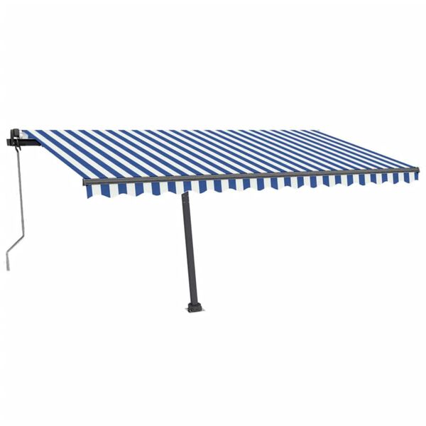 vidaXL Tenda Automatica con Sensore Vento e LED 450x350 cm Blu Bianca