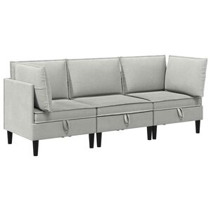 vidaXL Set di mobili per il soggiorno 3 pcs Grigio chiaro Tessuto