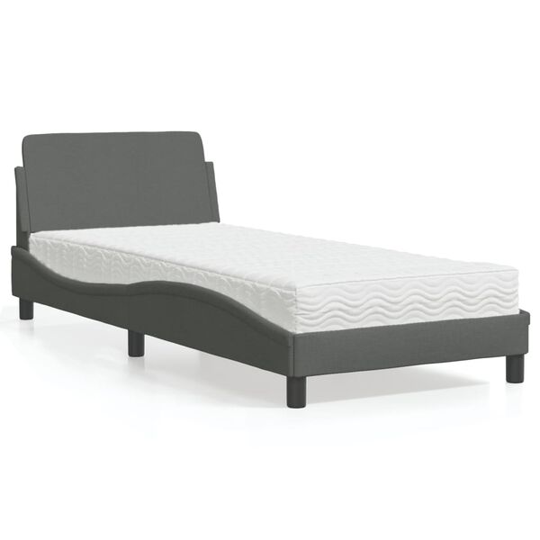 vidaXL Letto con Materasso Dover Grigio Scuro 80x200 cm in Tessuto