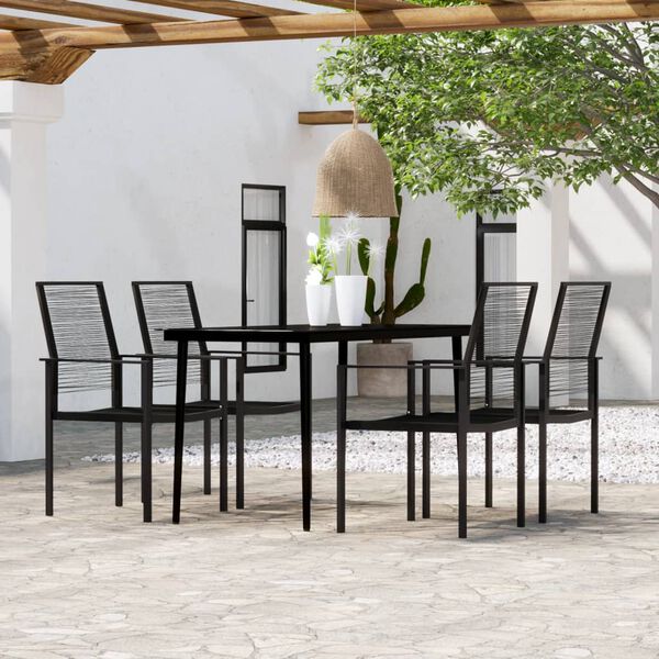 vidaXL Set da Pranzo da Giardino 5 pz Nero