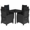 vidaXL Set da Pranzo da Giardino 5 pz Nero con Cuscini in Polyrattan