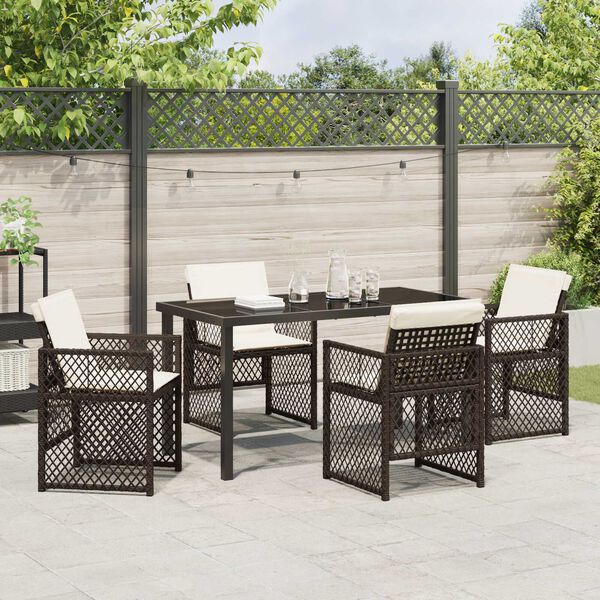 vidaXL Set da Pranzo per Giardino 5 pcs Marrone polyrattan