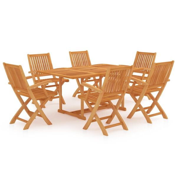 vidaXL Set da Pranzo da Giardino 7 pz in Legno Massello di Teak