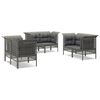 vidaXL Set Divani da Giardino 6 pz con Cuscini in Polyrattan Grigio