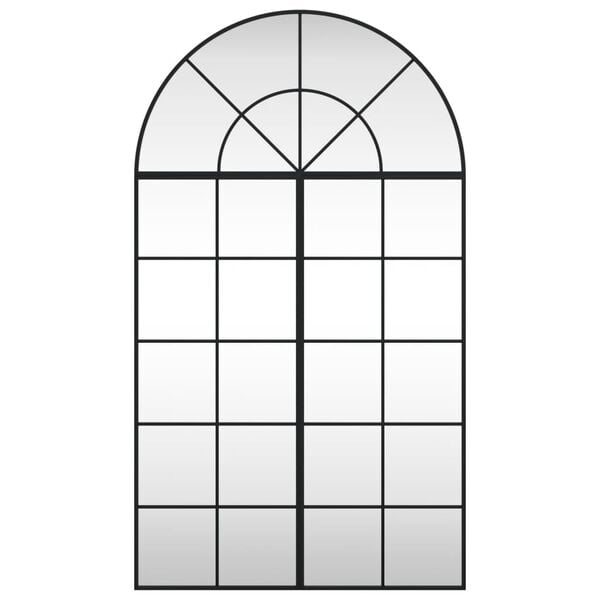 vidaXL Specchio da Parete Nero 80x140 cm Arco in Ferro