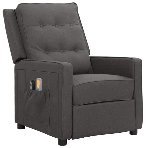 vidaXL Poltrona Massaggiante Elettrica Grigio Scuro in Tessuto