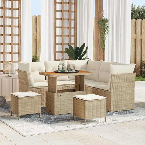 vidaXL Set Divano da Giardino con cuscino 8 pcs beige e panna