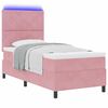 vidaXL Letto a Sorgente LED con materasso Rosa 90 x 200 cm Tessuto