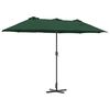 vidaXL Ombrello da giardino Verde 370 x 197 x 239 cm