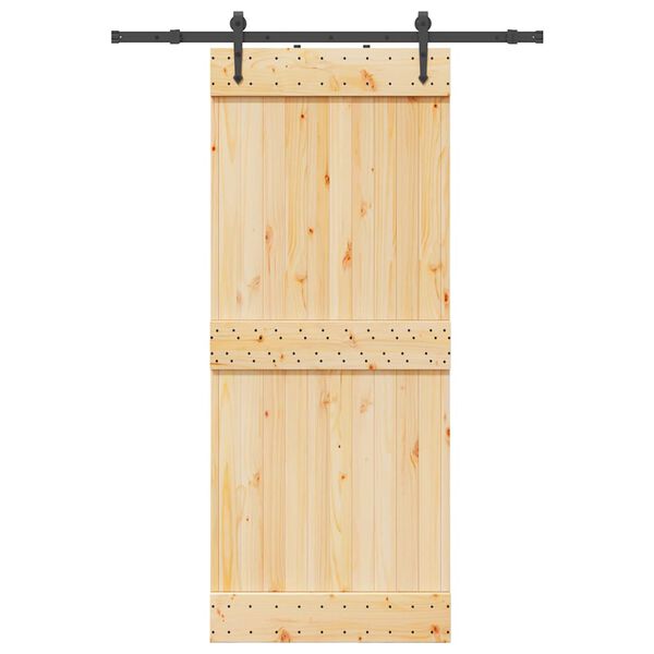 vidaXL Porta Scorrevole con Set Hardware 85x210 cm Legno Massello Pino