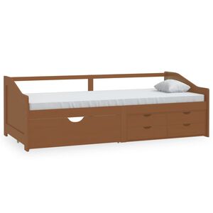 vidaXL Divano Letto 3 Posti senza Ambrato in Legno di Pino 90x200 cm