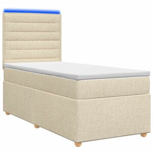vidaXL Letto box spring con materasso Crema 80 x 200 cm Tessuto