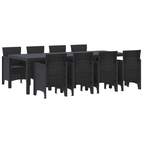 vidaXL Set da Pranzo per Giardino 9 pcs Antracite Rattan Polt