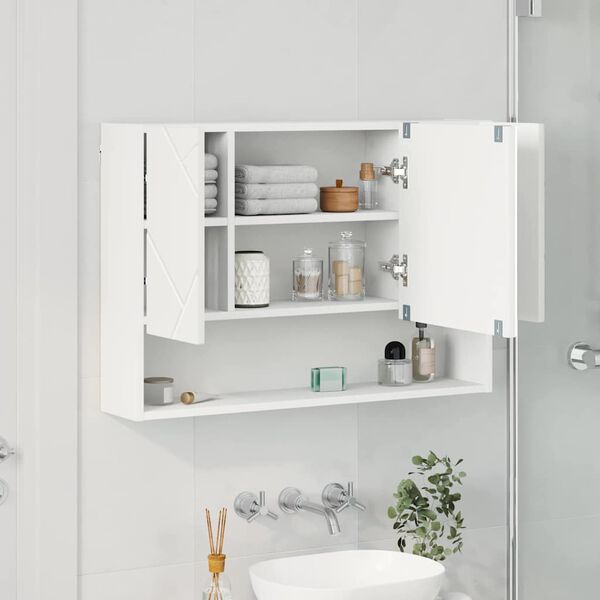 vidaXL Mobiletto per specchio Bianco 80 x 17 x 55 cm Legno multistrato