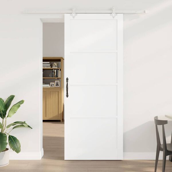 vidaXL Porta scorrevole Bianco 93 x 232 cm Pino massello