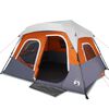 vidaXL Tenda Famiglia LED 6 Persone Grigio/Arancione Rilascio Rapido