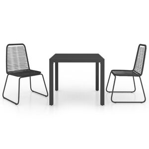 vidaXL Set da Pranzo da Giardino 3 pz in Rattan PVC Nero