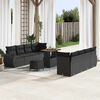 vidaXL Set Divano da Giardino con cuscino 11 pcs Nero polyrattan