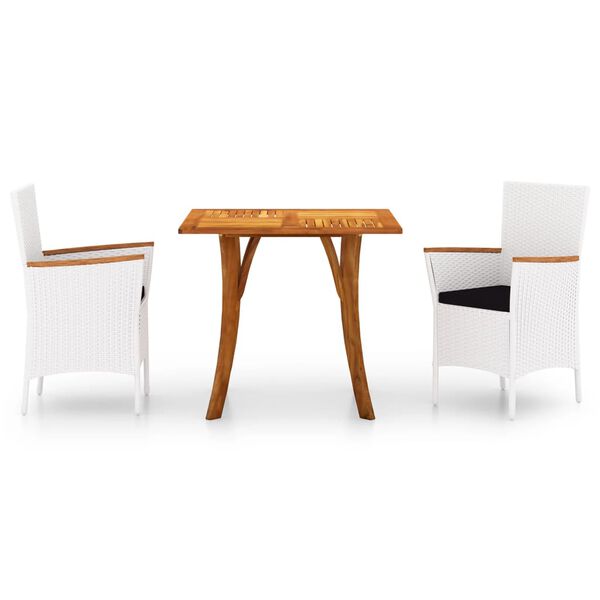 vidaXL Set Mobili da Pranzo per Giardino 3 pz Bianco