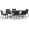 vidaXL Set Pranzo da Giardino 7 pz con Cuscini in Polyrattan e Acciaio