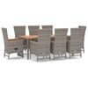 vidaXL Set da Pranzo da Giardino 9 pz con Cuscini in Polyrattan Grigio