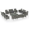 vidaXL Set Divani da Giardino 16 pz con Cuscini in Polyrattan Grigio