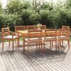 vidaXL Set da Pranzo Giardino 9pz con Cuscini Legno Massello di Teak