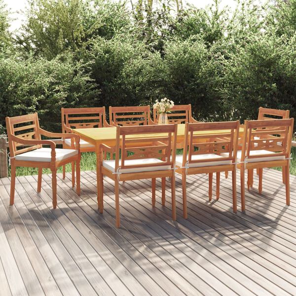 vidaXL Set da Pranzo Giardino 9pz con Cuscini Legno Massello di Teak