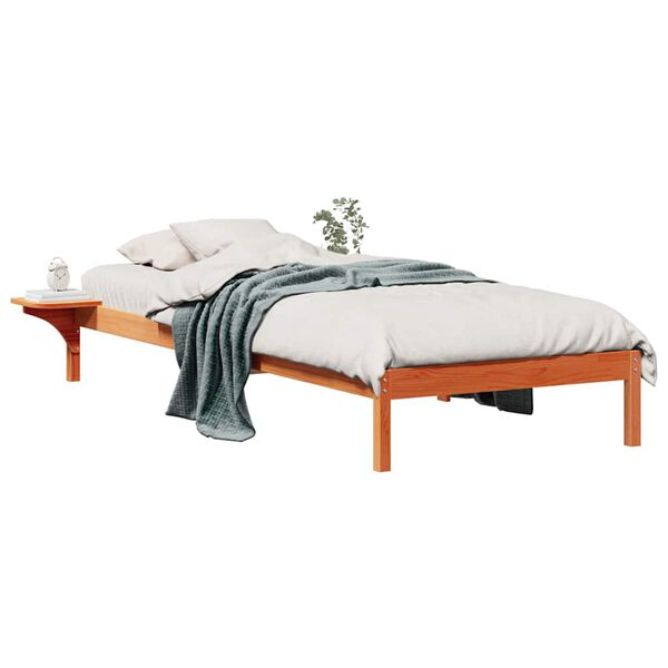 vidaXL Letto con Tavolini Laterali Marrone cerato 90 x 220 cm