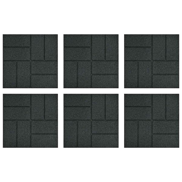vidaXL Pietra da Passo 6 pcs Nero 40,5 x 40,5 x 2 cm Gomma