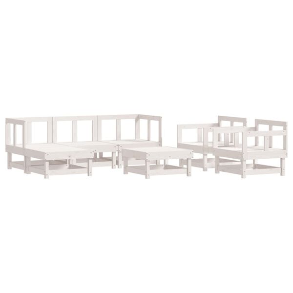 vidaXL Set Salotto da Giardino 7 pz Bianco in Legno Massello di Pino